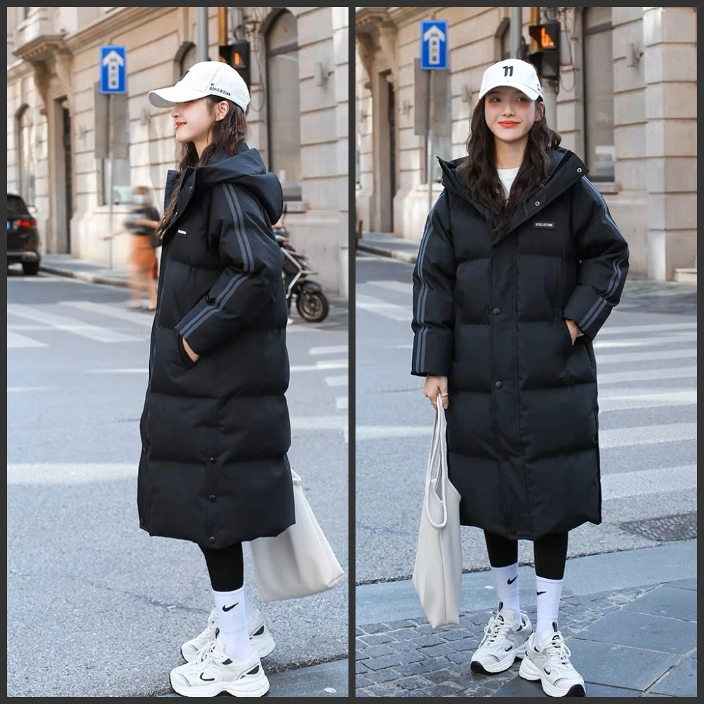 【清仓现货】120-200斤大码女装胖妹妹冬装长款连帽过膝棉衣棉服