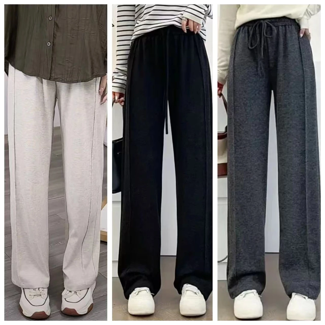 梦冬佳--110-190斤大码女装秋冬新款立体裁剪显瘦阔腿裤拖地裤女