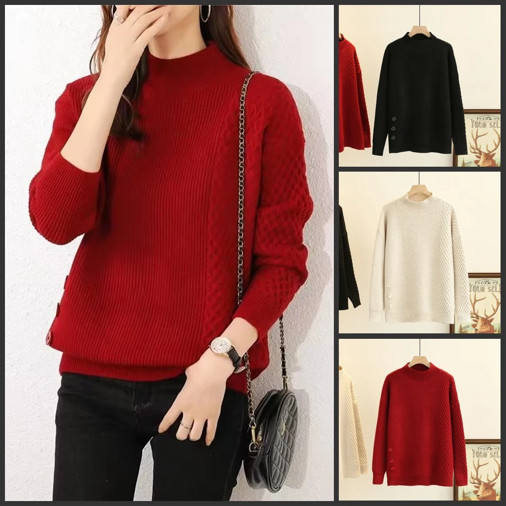 【清仓现货】110-190斤大码女装胖mm百搭显瘦加厚半高领毛衣打底衫