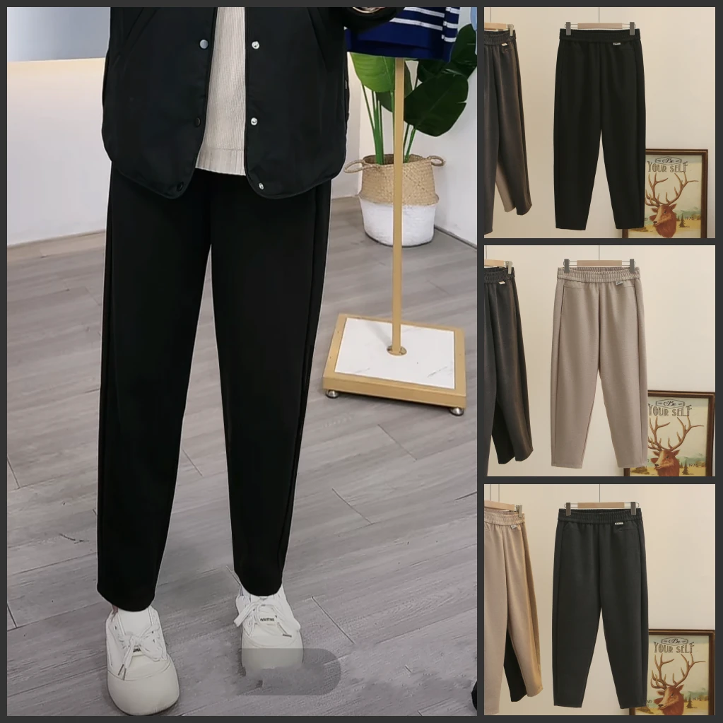 梦冬佳--110-200斤大码女装秋冬显瘦韩版百搭休闲裤哈伦裤毛呢裤