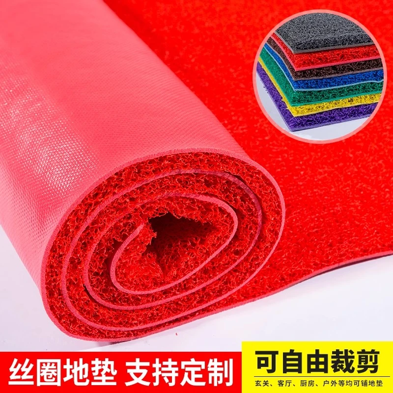 进门门口地垫大面积加厚丝圈除尘红地毯家用入户外过道脚垫可裁剪