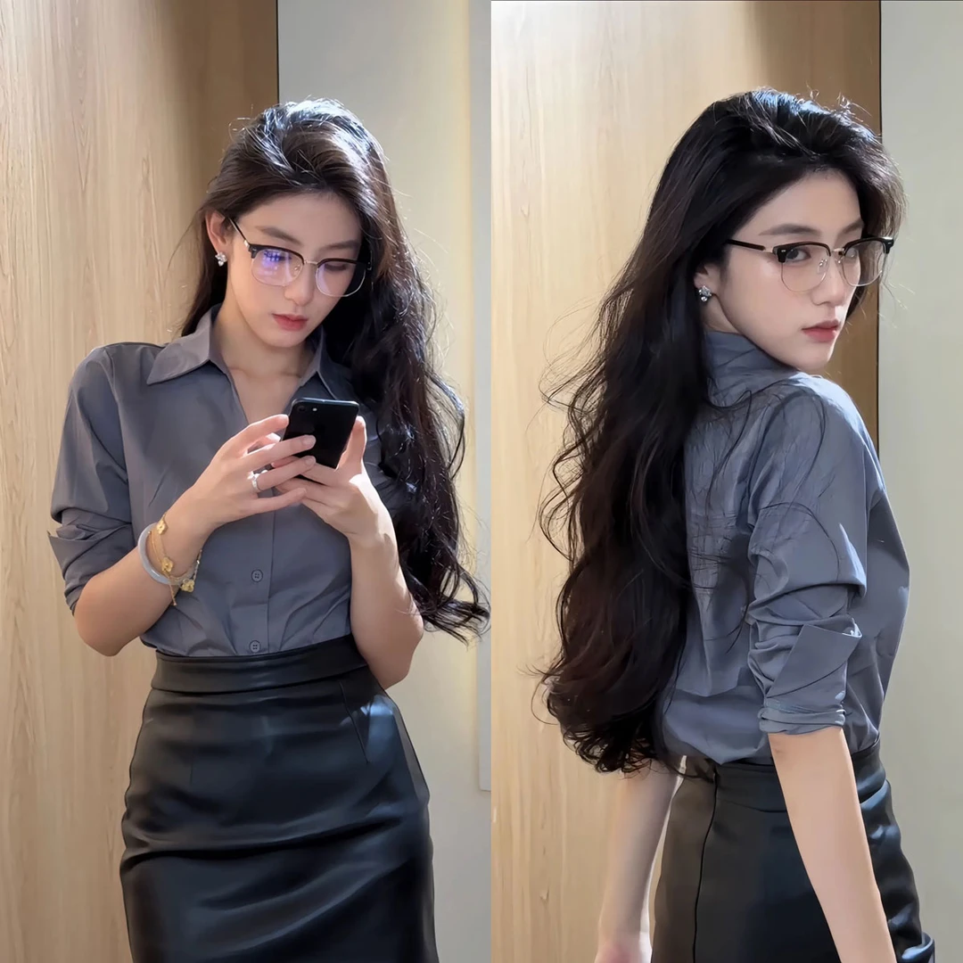 法式收腰衬衫女秋冬设计感气质上班族通勤风女装高级感衬衣上衣