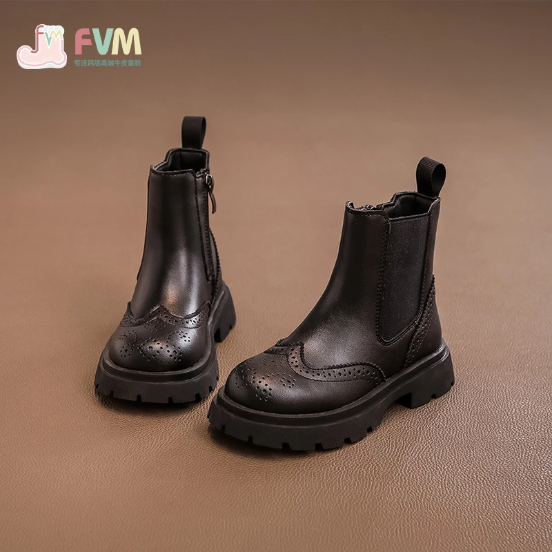 F.V.M女童鞋子儿童马丁短靴子2024春秋款新款秋季冬季宝宝公主