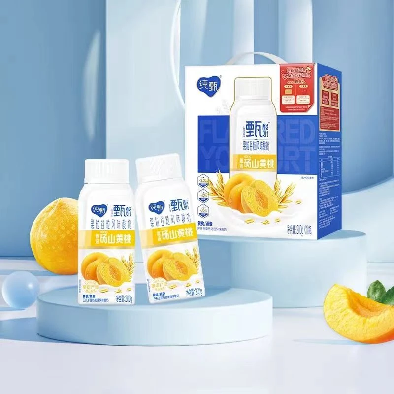 8月蒙牛纯甄甄酸奶黄桃味果粒谷粒风味酸奶200g*10瓶利乐冠巴氏