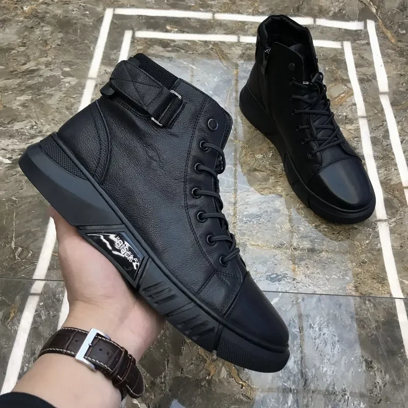 新款休闲鞋百搭靴秋冬加绒短靴潮鞋皮鞋休闲皮鞋鞋子男款