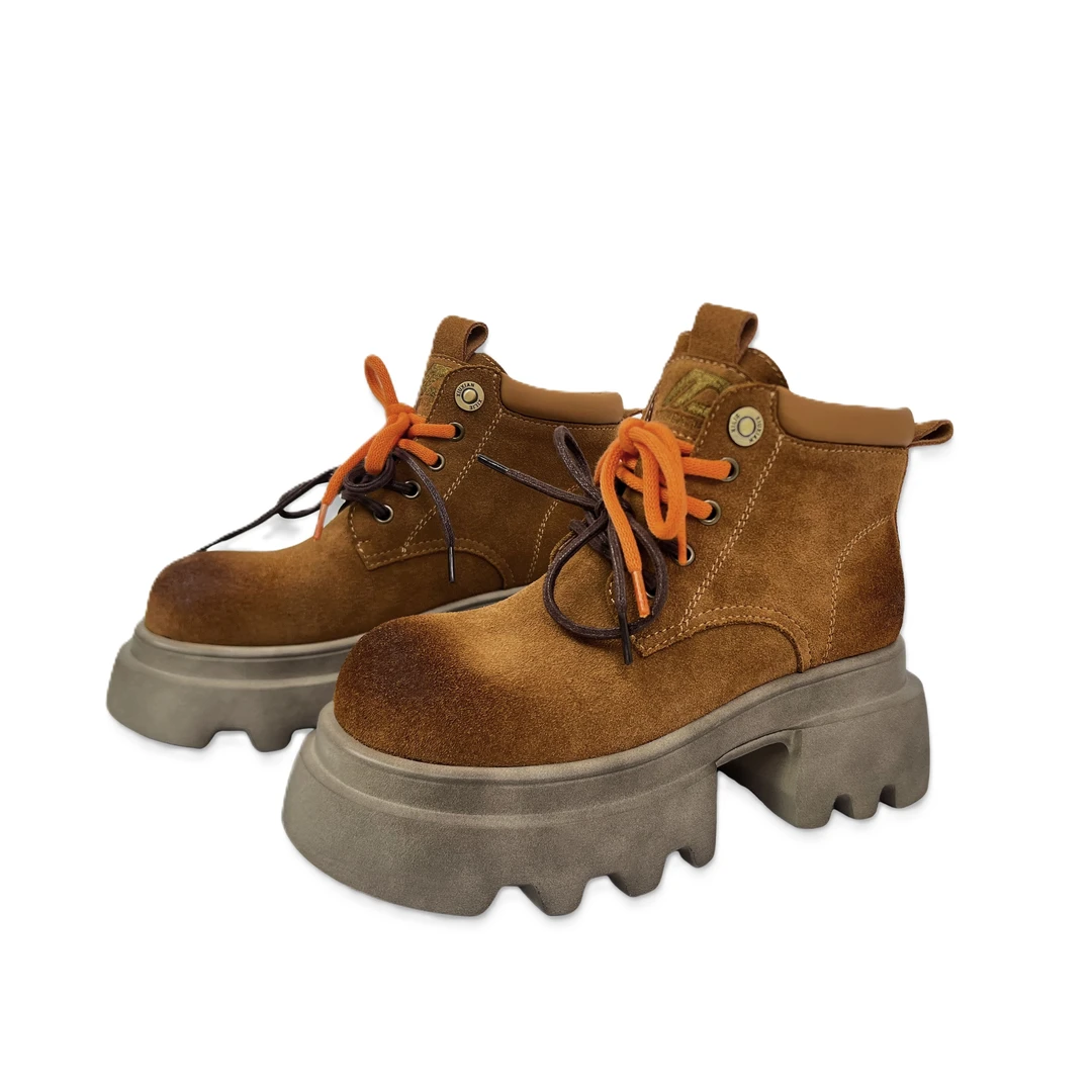 【星仔专属】时尚英伦风新款擦色磨砂皮厚底短筒马丁靴MD44116H02