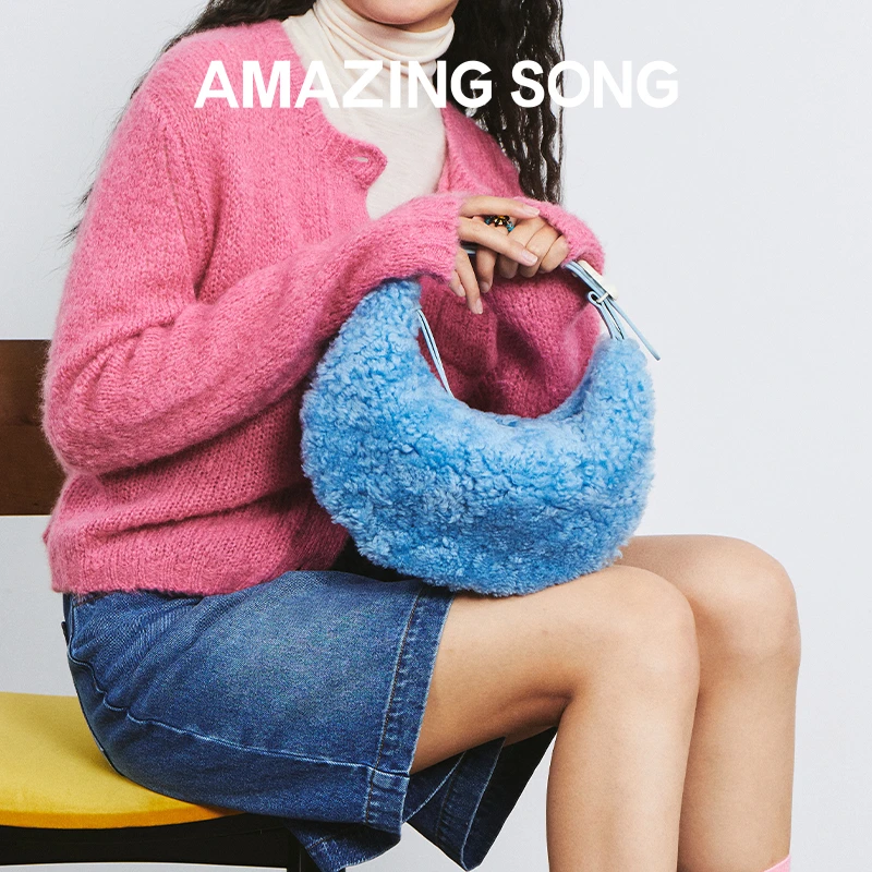 【微瑕介意慎拍】半月包小号秋冬毛绒时尚休闲百搭复古女士单肩斜挎