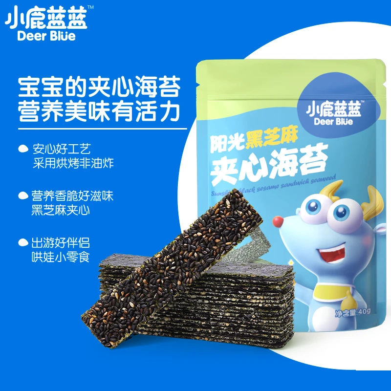 【小鹿蓝蓝_夹心海苔脆40g*3】芝麻夹心水果零食营养即食SZ