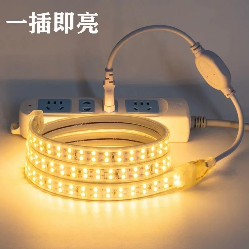 【1米送插头】户外led灯带超亮防水220V高压白光家用工程长条灯带
