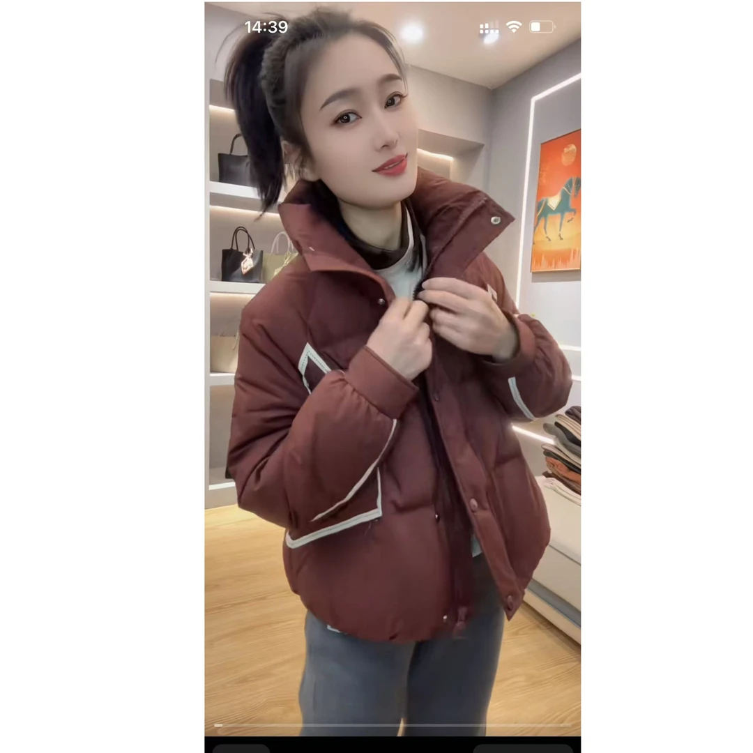 【七彩衣新品】381时尚休闲拉筋羽绒服90白鸭绒 衣长58