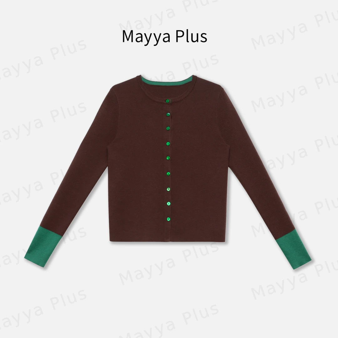 【小酒馆】Mayya Plus时尚新品轻奢气质显瘦百搭款毛织上衣32437583