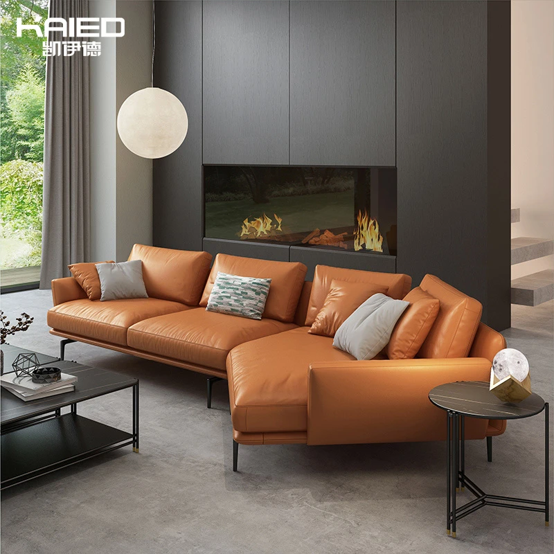新品真皮沙发极简轻奢后现代异形创意设计师高端别墅进口皮沙发