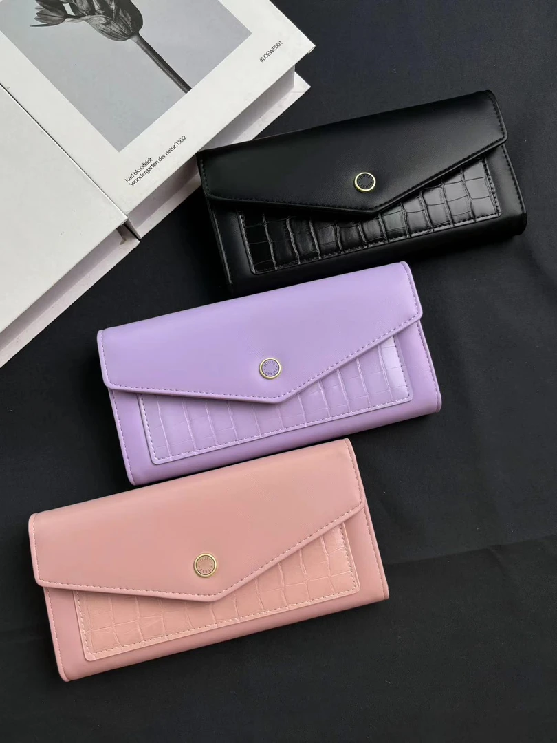 迪雅路【三折长款钱包】鳄鱼纹石头纹女士软手感 时尚百搭高档气质