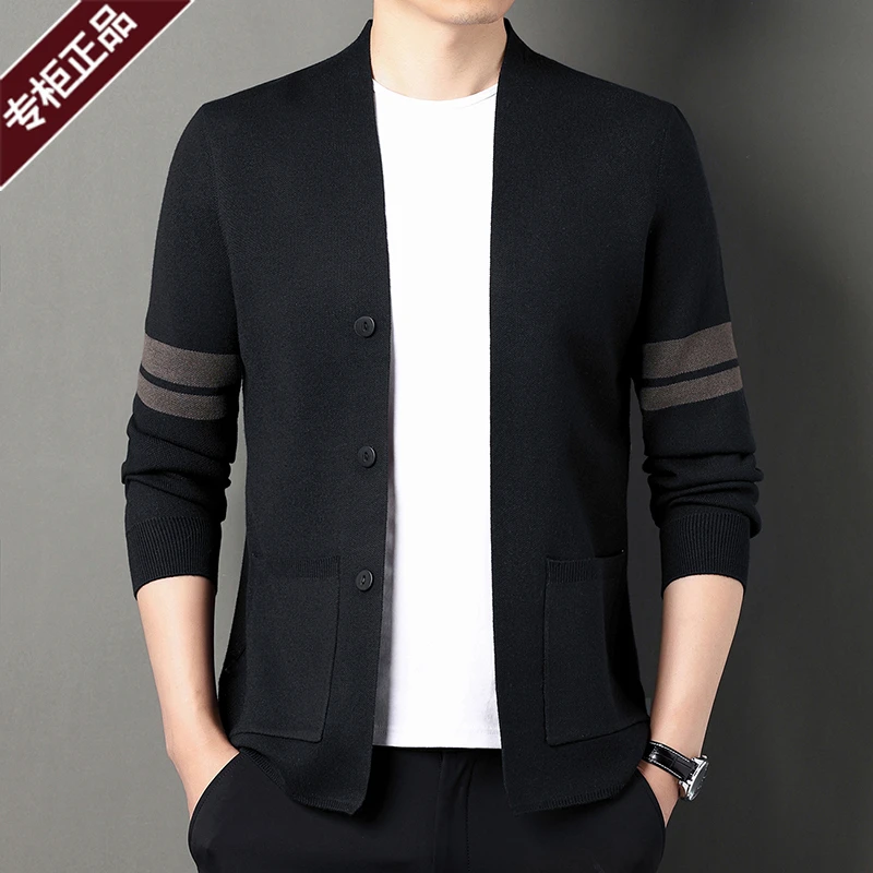 鄂尔多斯市产男装薄款针织开衫秋冬新款毛衣不起球男高端毛衫外套