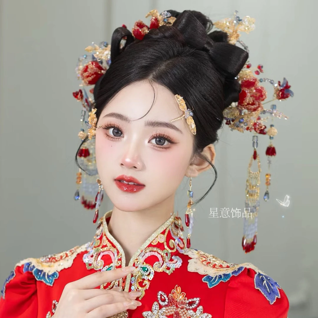 新款新娘中式头饰秀禾服龙凤褂奢华高端发簪发饰古风868