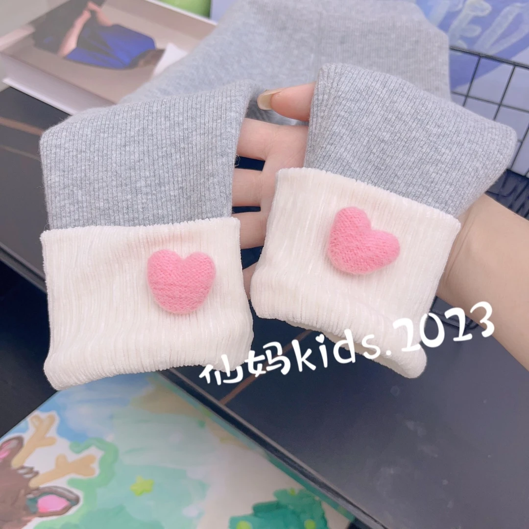 女童加绒打底裤秋冬外穿洋气时尚小宝宝冬季保暖加厚立体爱心长裤