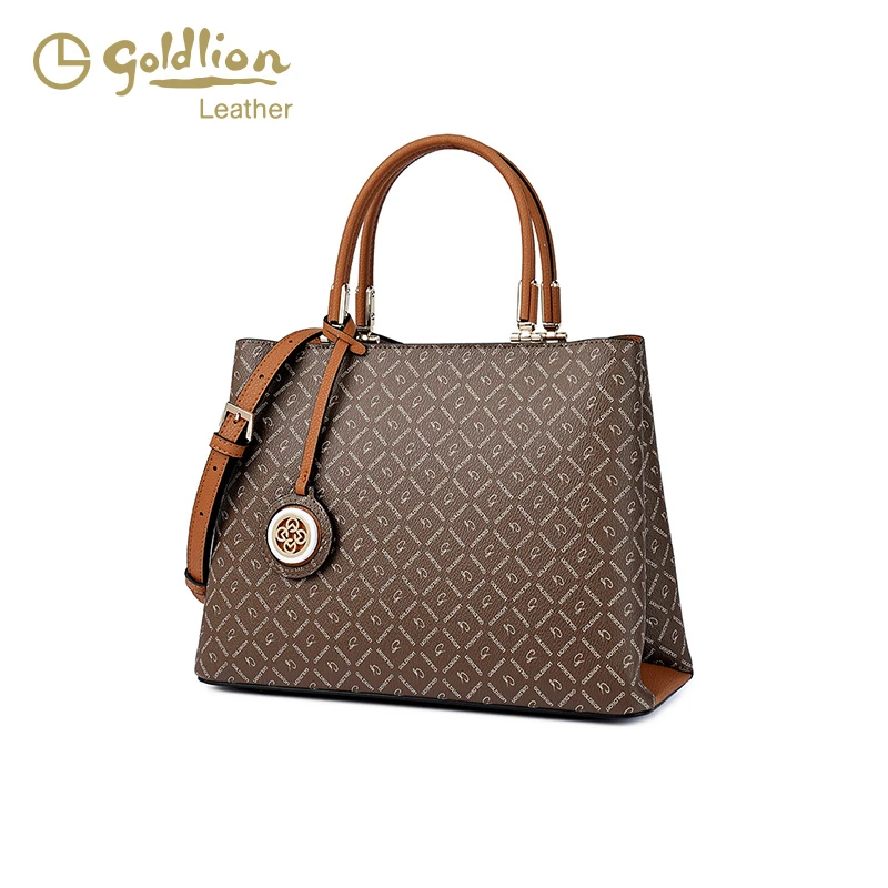 金利来【大容量】LOGO雕花质感挂饰杀手包单肩手提包FC221921-1C25