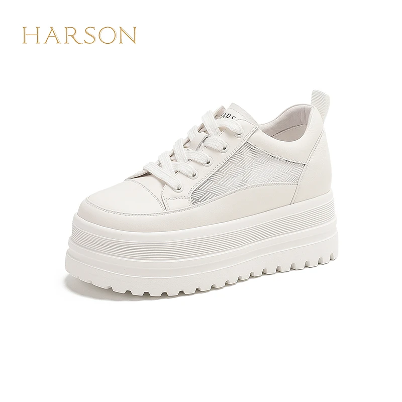 哈森2023年秋冬潮流百搭平跟小白鞋女厚底运动休闲鞋HWC230178