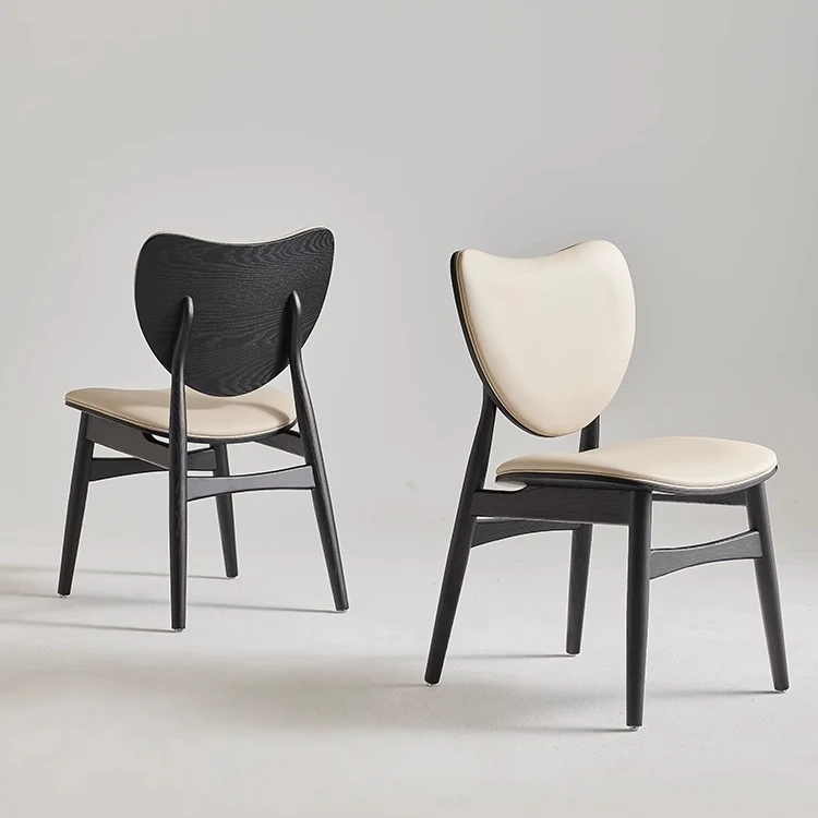 意式极简餐椅家用高级感橡木靠背椅北欧现代简约酒店洽谈网红椅子