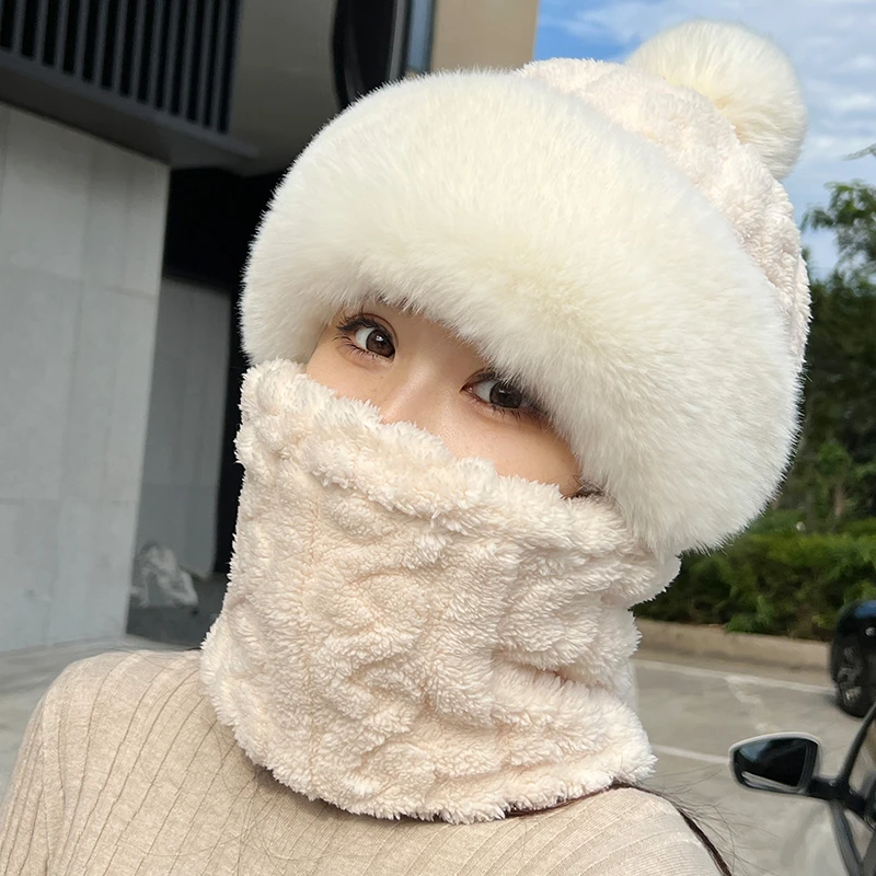 帽子女款冬季围脖一体电动车加绒加厚秋冬天骑车保暖神器防风护耳