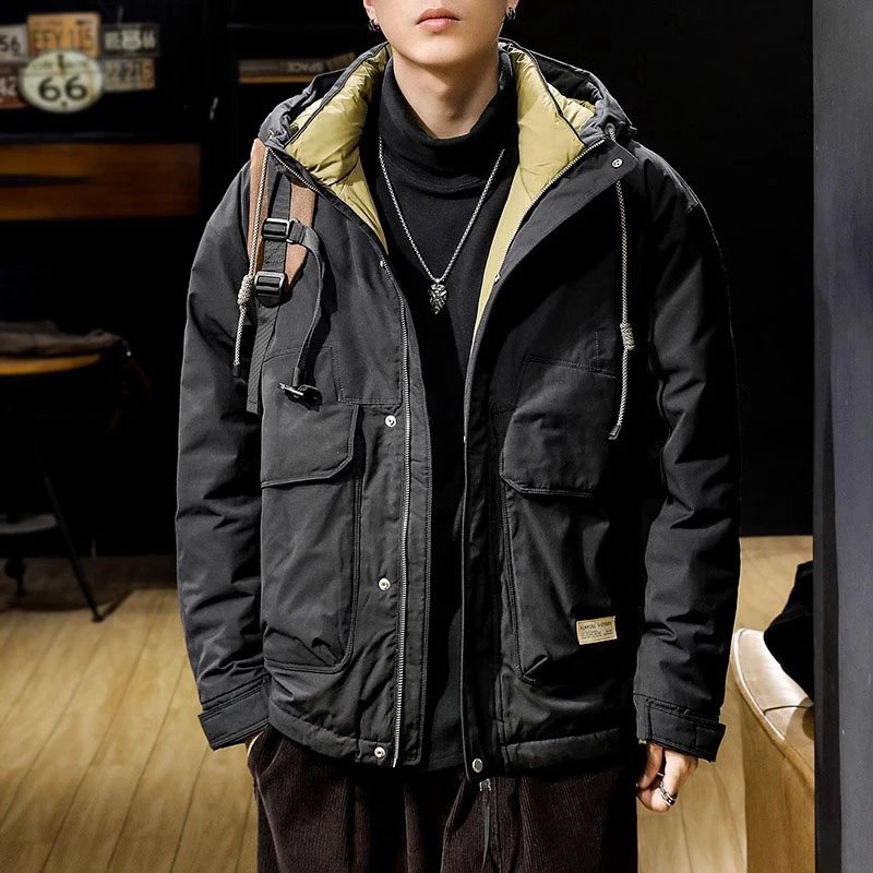 Cebrodz美式休闲户外工装连帽羽绒服男冬季加厚外套秋冬款潮牌