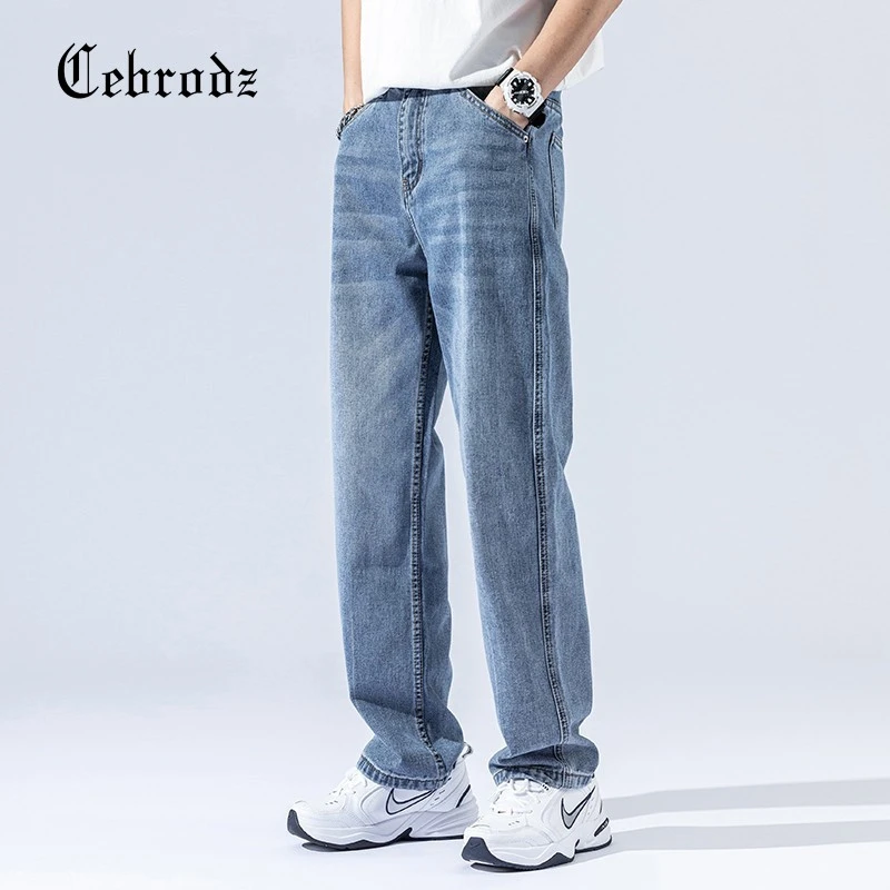 Cebrodz牛仔裤男秋季新款宽松直筒百搭韩版潮流网红休闲潮裤子