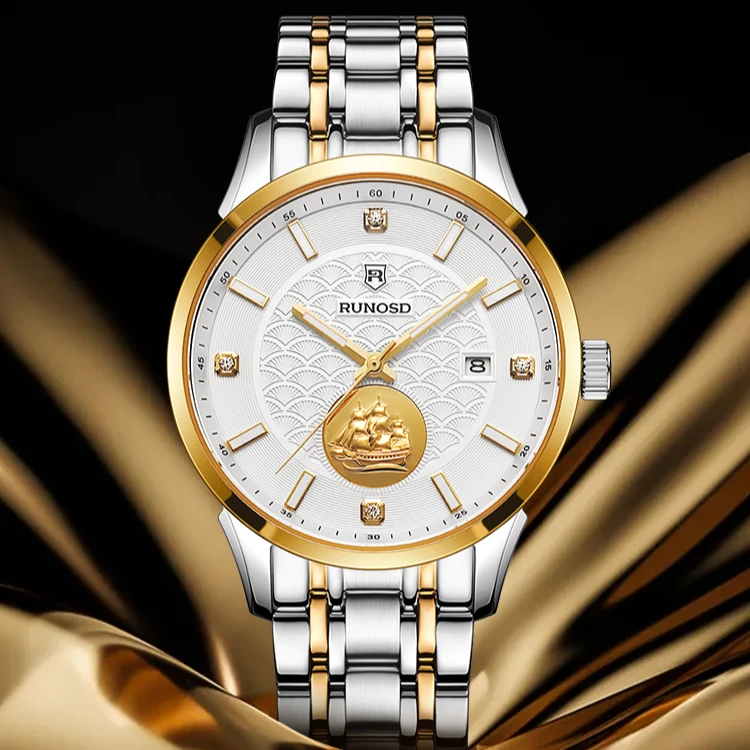 RUNOSD R/斯诺威登一帆风顺24k金表全自动机械表商务高档男士腕表