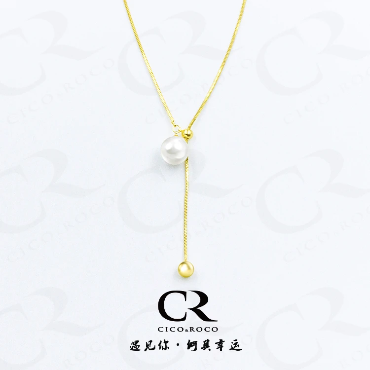 钛钢铅玻璃吊坠 CR圆珠流苏项链不规则长款轻奢吊坠