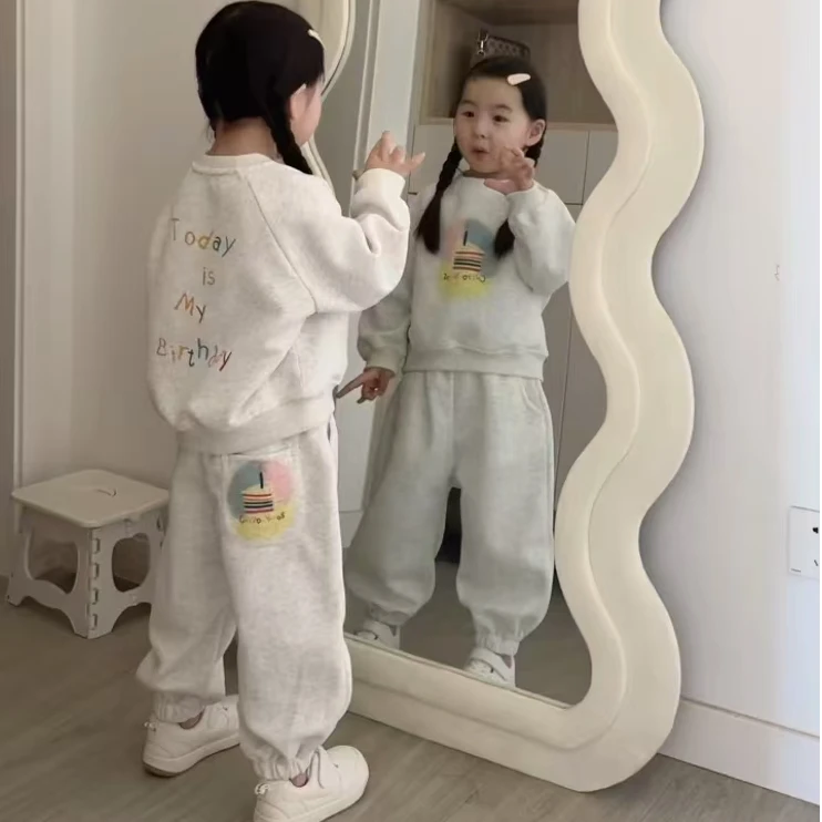 韩国童装2025春秋季新款女童冬款卫裤宝宝休闲运动套装儿童两件套