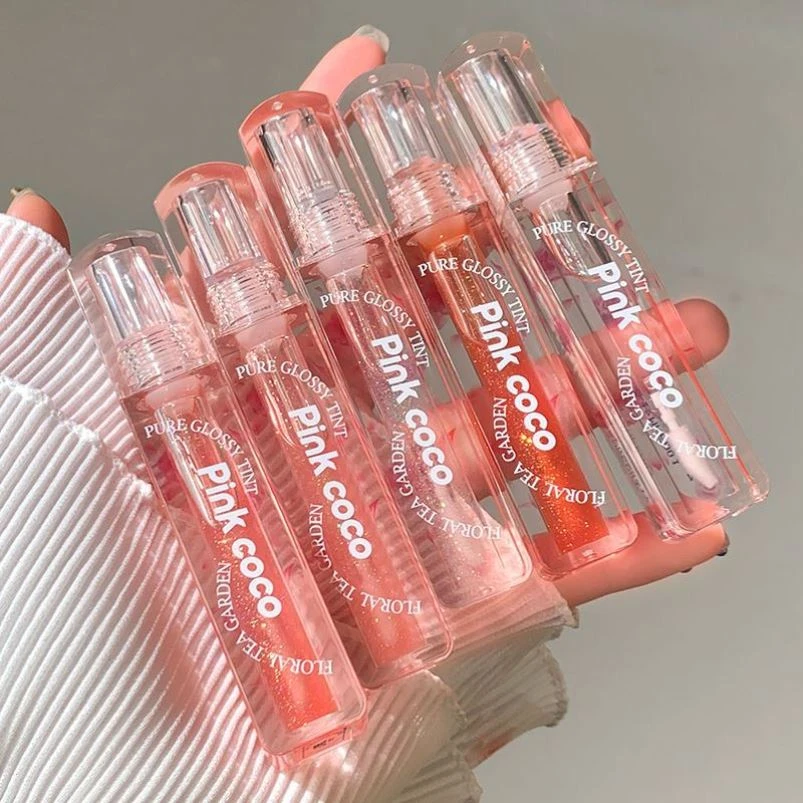 淡颜打底唇蜜学生镜面感显白水光唇釉玻璃嘟嘟唇细闪珠光半透明色