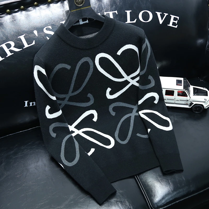 欧洲站羊毛衫男冬季高端欧货圆领针织打底衫潮牌休闲百搭修身毛衣