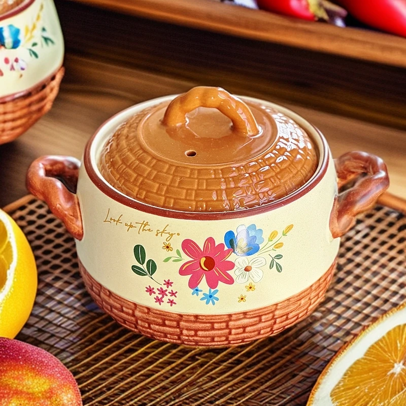 4500ML家用高颜值日系耐高温家用明火燃气土锅大容量煲汤炖锅砂锅