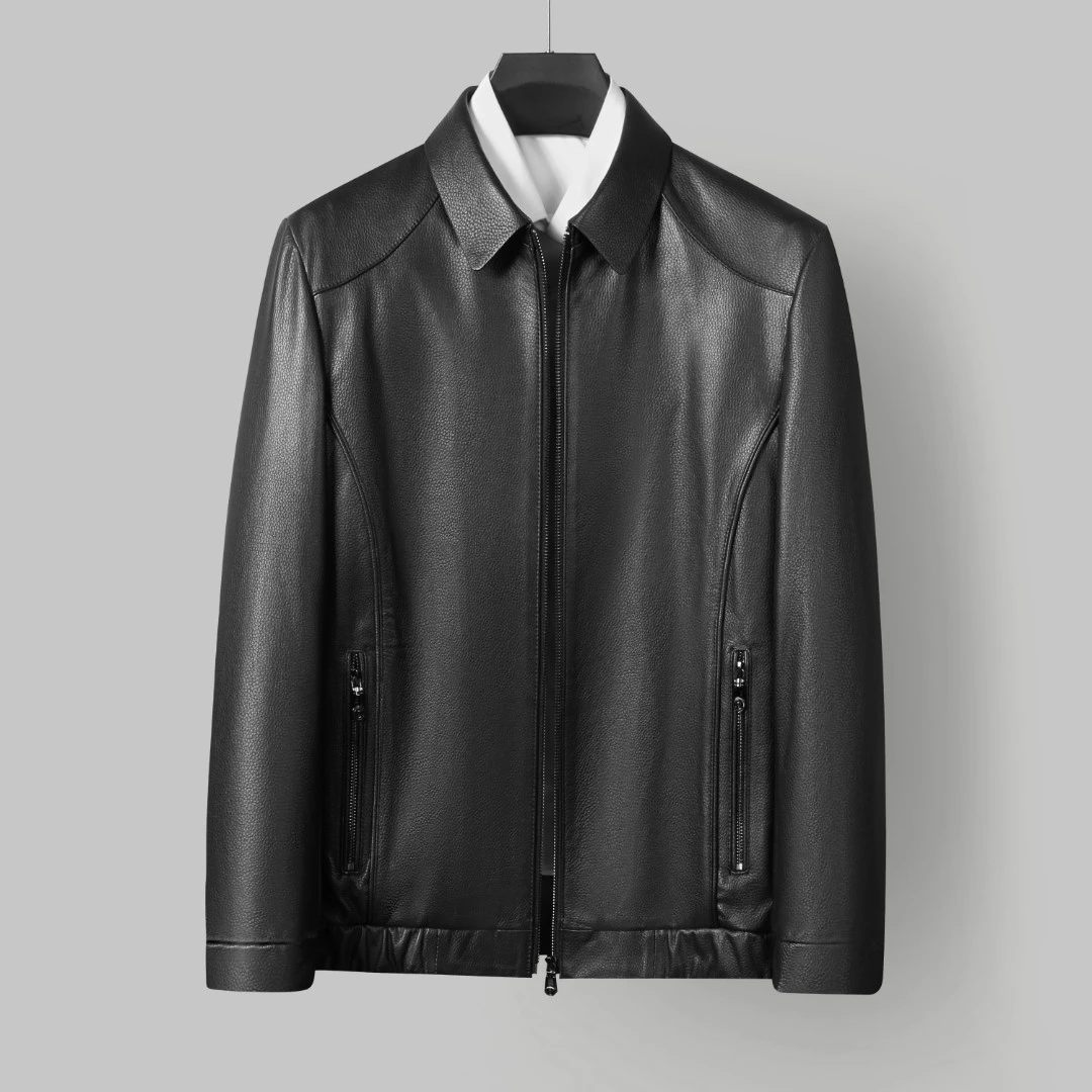 金聂尔海宁真皮高端商务男士皮衣 头层小牛皮商务休闲夹克外套