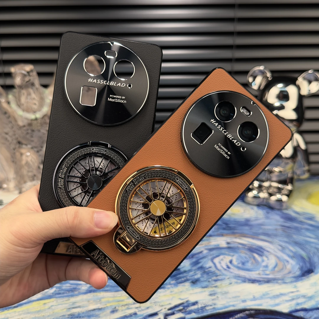 【解压陀螺支架】【星光艺术】适用OPPO FindX6手机壳艺术素皮防摔壳