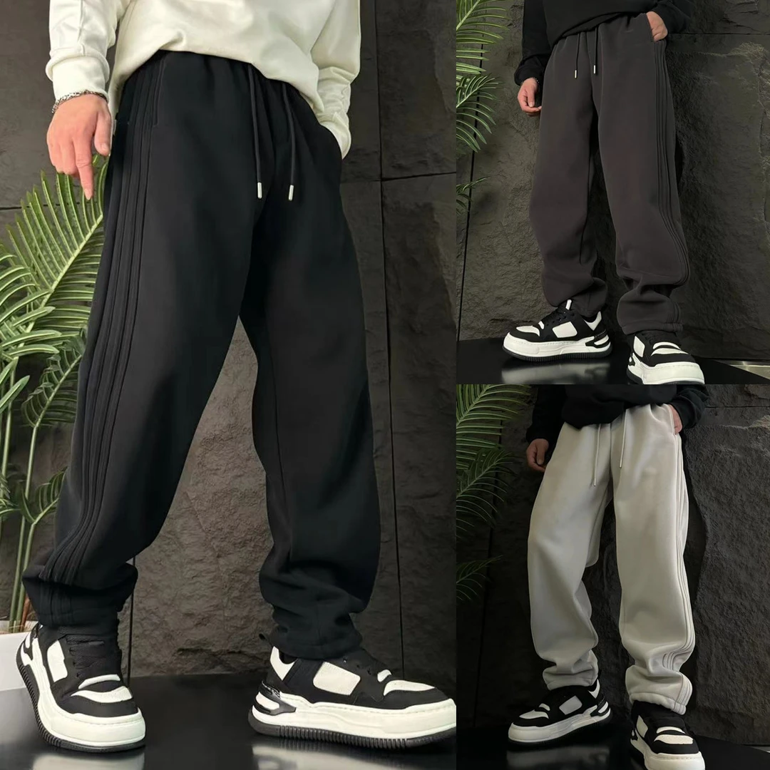 【辣锅专属】上古印象冬季加绒三道杠散口堆堆休闲裤58-6258