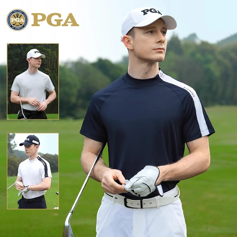 【直播间2件5折】美国PGA高尔夫服装男士夏季短袖透气上衣运动球衣