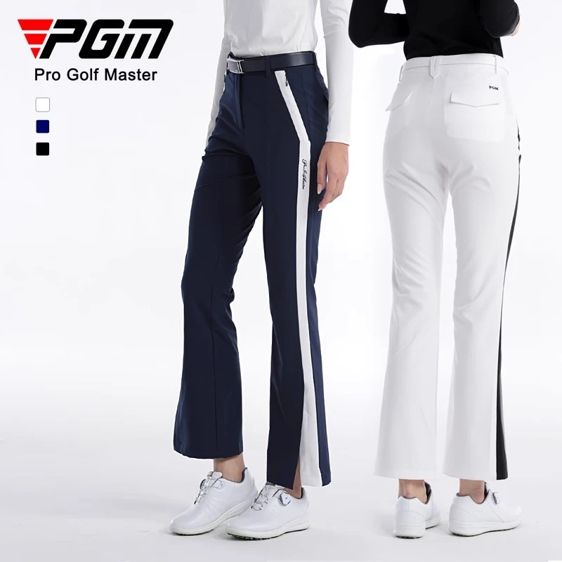 【直播间2件5折】PGM高尔夫裤子女士开衩裤脚喇叭长裤运动面料