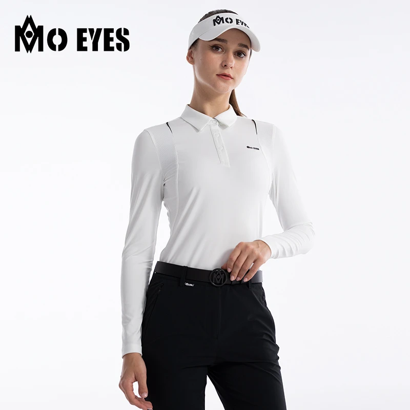 MO EYES魔眼 高尔夫服装女秋冬季长袖翻领运动打底衫透气肌理面料