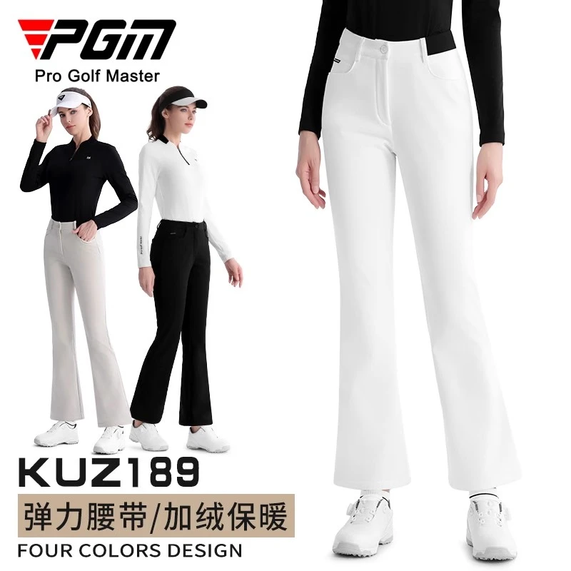 PGM 高尔夫服装女装 微喇叭版型加绒保暖裤弹力显瘦 golf运动长裤