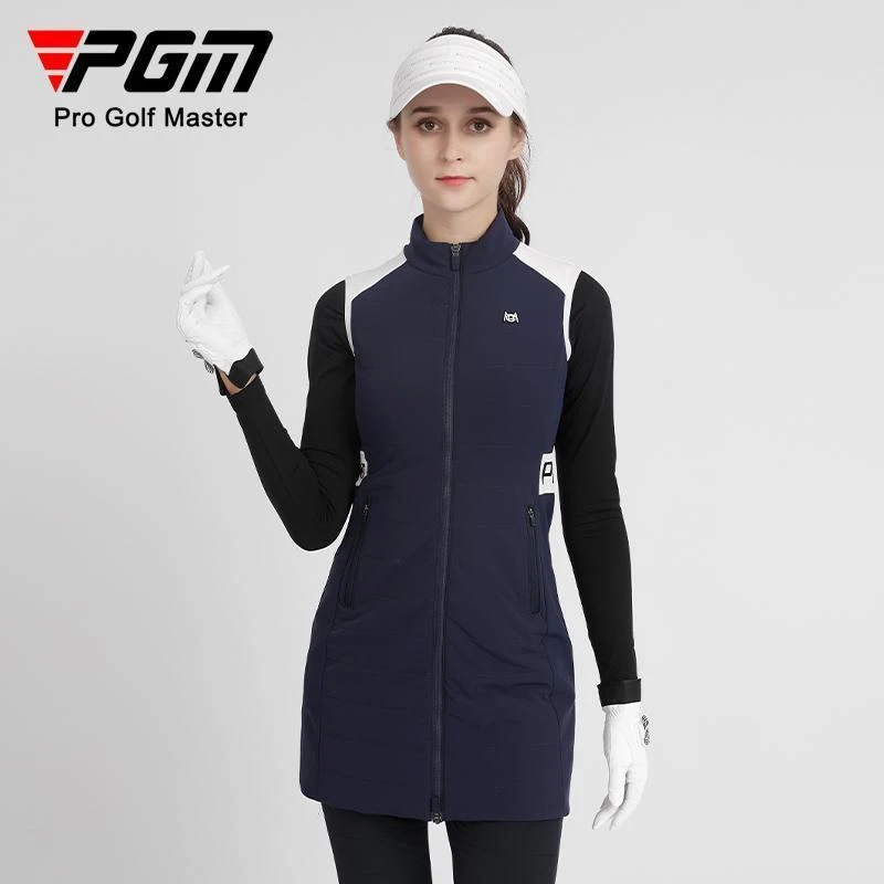 PGM 高尔夫服装女款秋冬马甲 中长款 保暖舒适夹棉女士外套