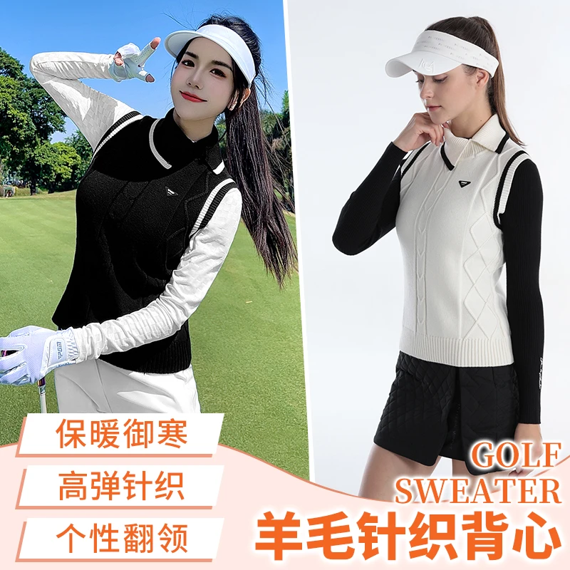PGM 高尔夫女装秋冬针织毛衣背心运动女外套服装女士衣服上衣