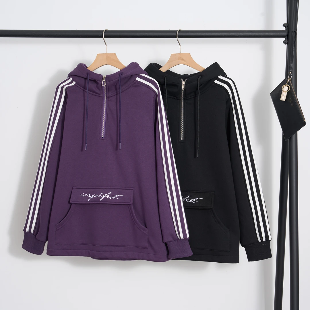 大码女装卫衣加绒时尚休闲胖mm连帽洋气显瘦宽松秋季