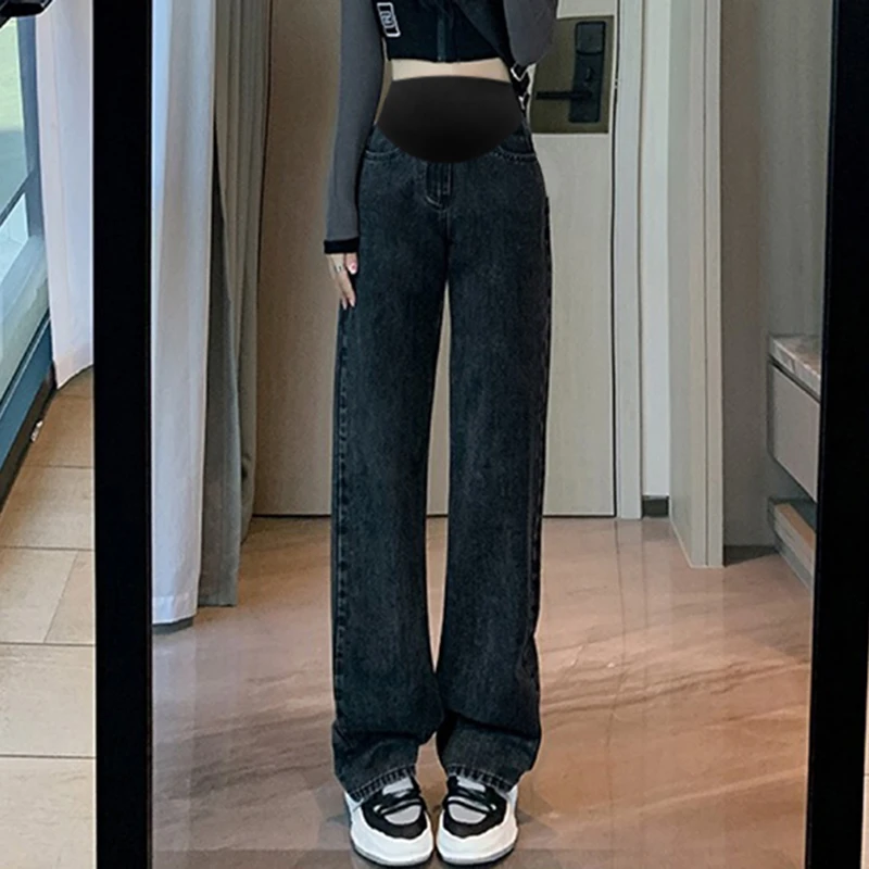 孕妇裤新款孕妇裤子美式牛仔裤春秋款直筒阔腿孕妇裤