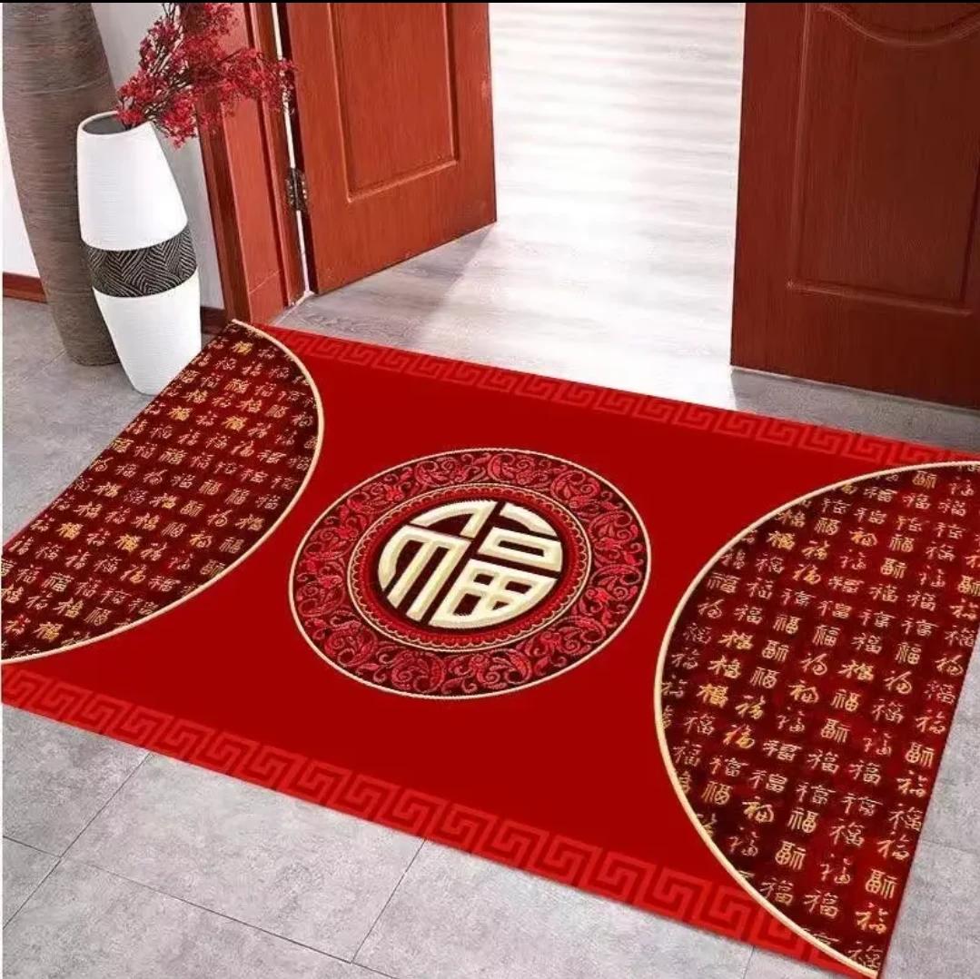 新中式百福图 入户门厅玄关地毯地垫防滑家用门垫