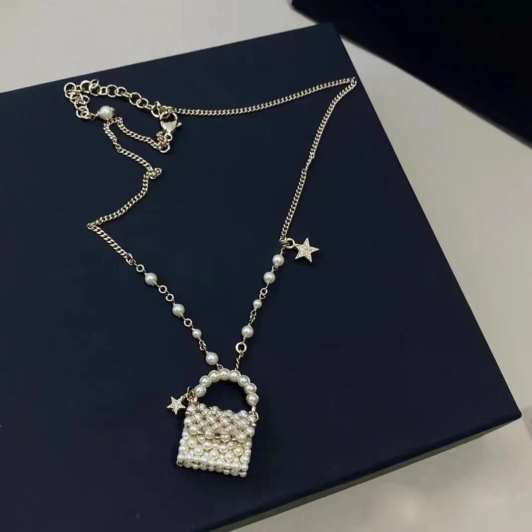 铜合金项链 小香镶钻满钻重工包包流苏星星项链耳环