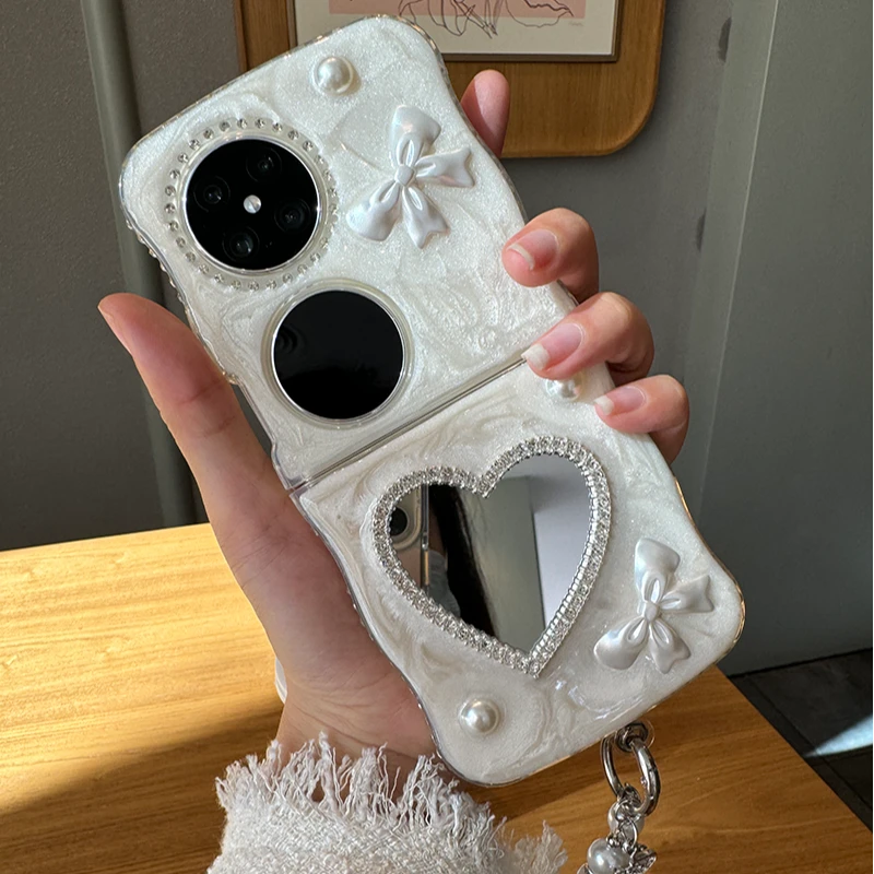 适用华为Pocket2手链手机壳P50pocket宝盒折叠屏创意镜子镜面轻奢