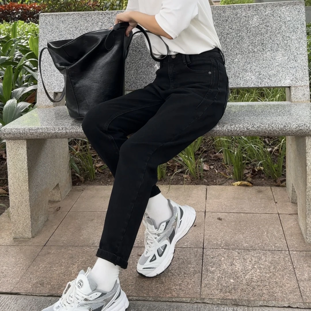 微胖大码胯大腿粗切胯裤升级版显瘦大弹力德绒单的牛仔老爹裤韩版