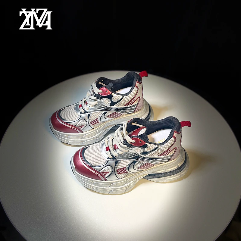 增高8CM2024年新款时尚百搭透气拼色厚底内增高小个子老爹鞋G300