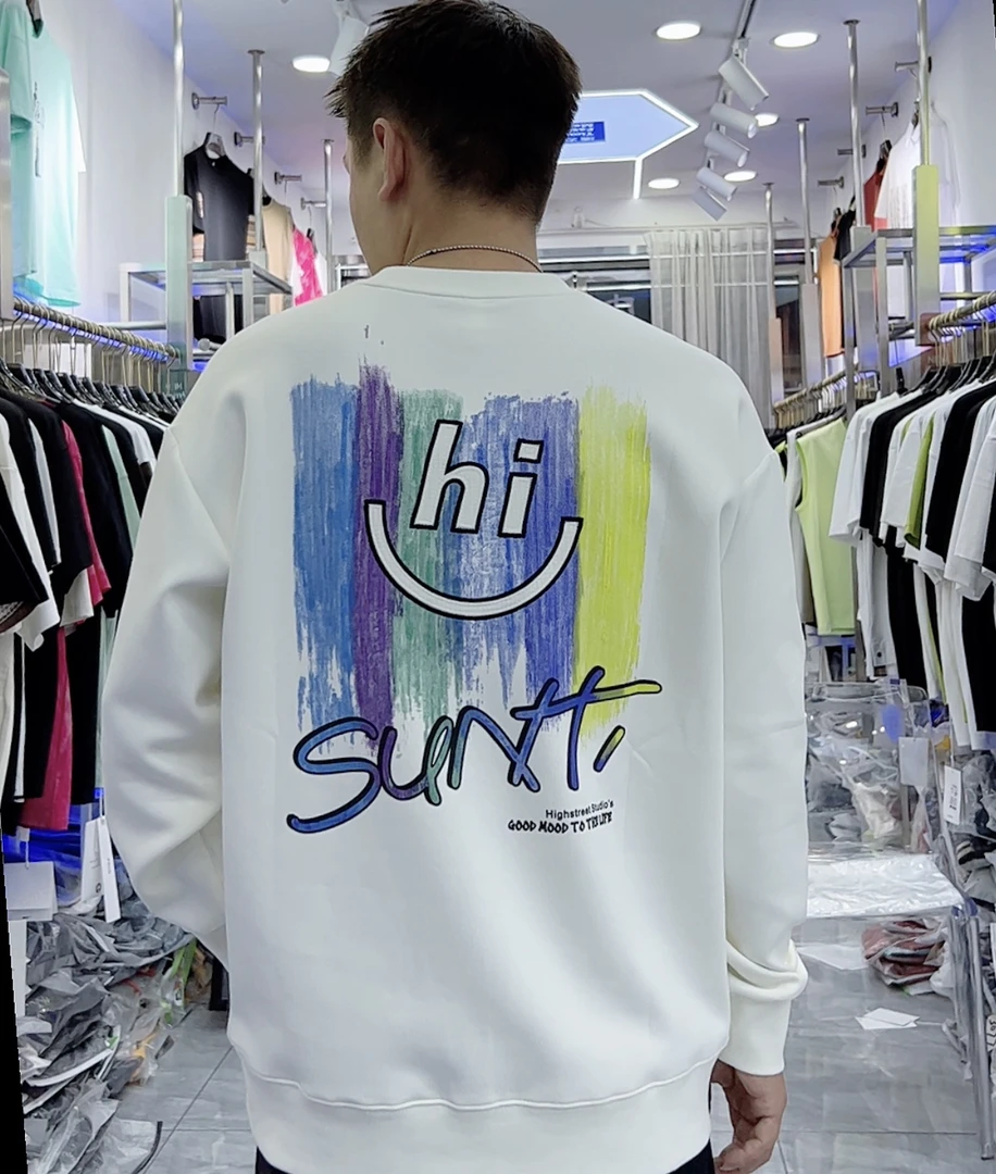 2024秋装卫衣春秋男士男款长袖宽松圆领秋季休闲百搭打底印花刺绣