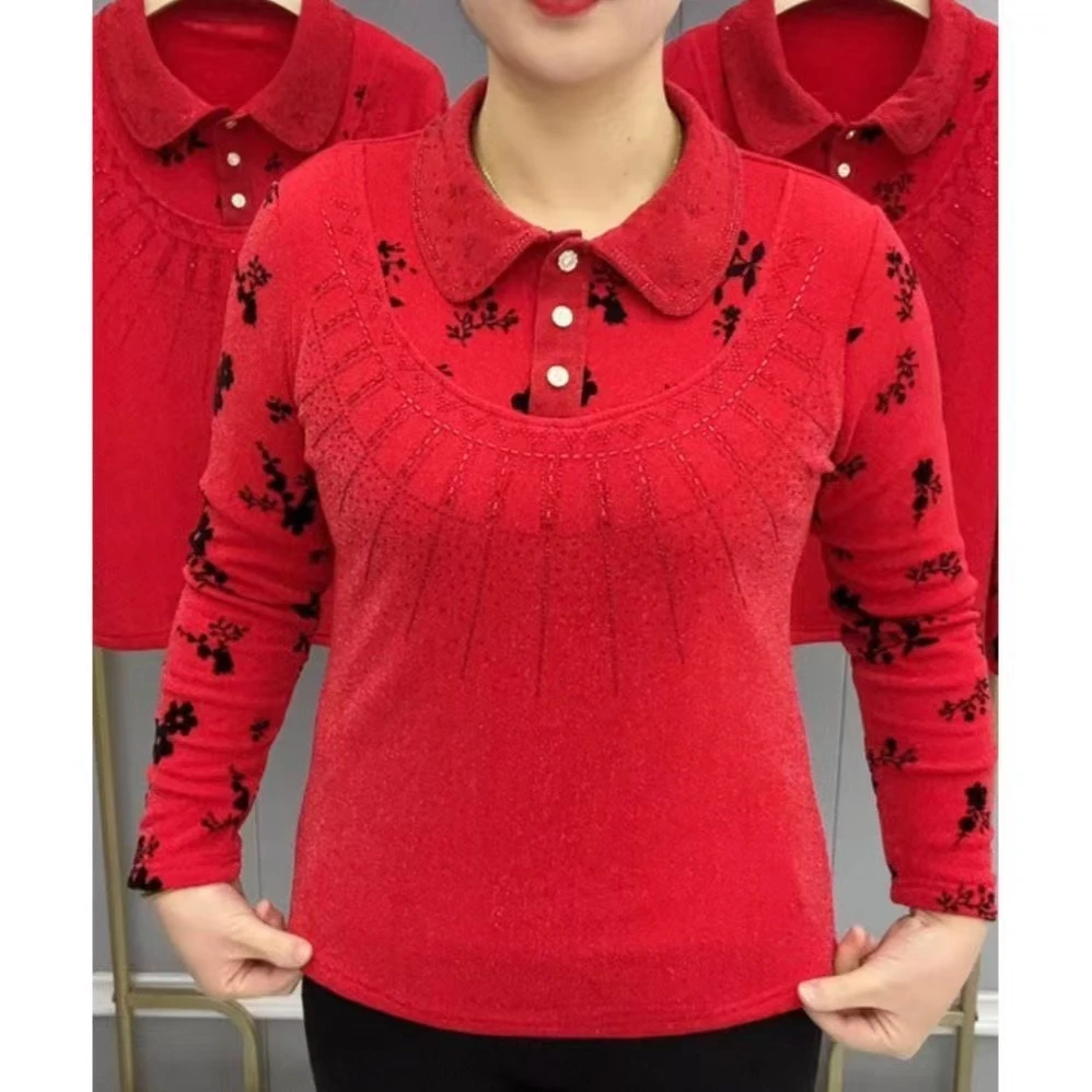 加厚保暖新款中年妈妈宽松遮肚上衣